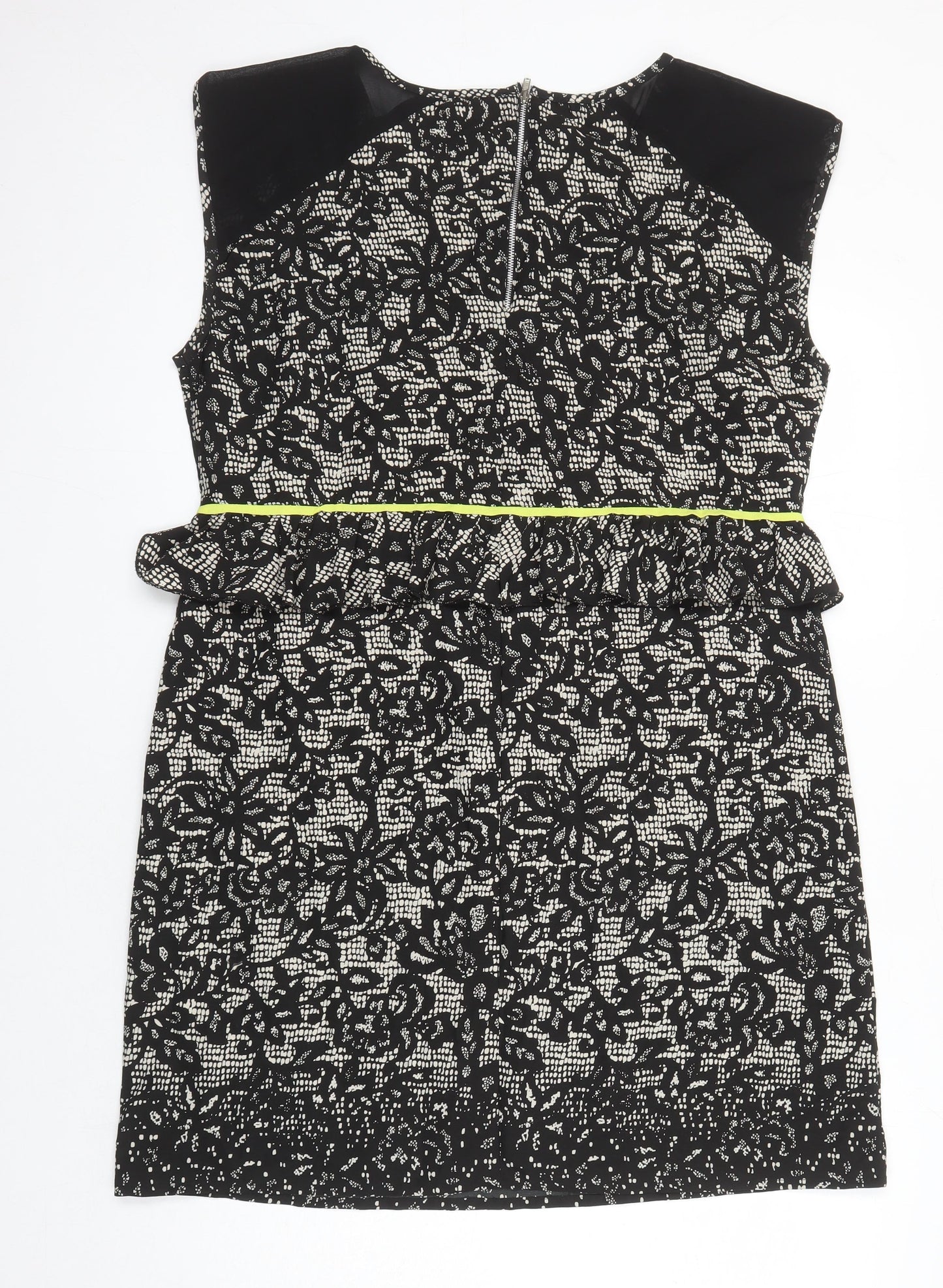 Diya Womens Multicoloured Geometric Polyester Shift Size 18 Scoop Neck Zip