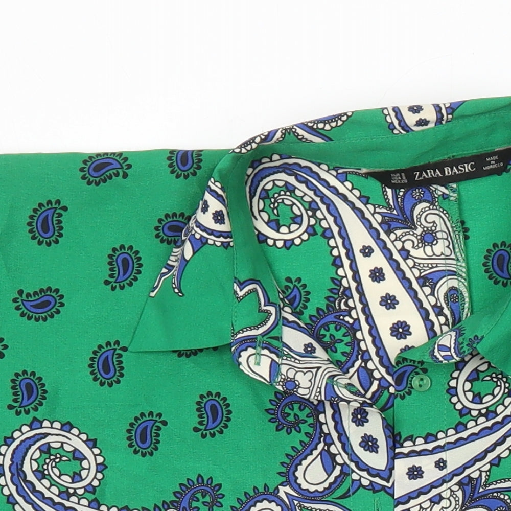 Zara Womens Multicoloured Floral Polyester Tunic Blouse Size S Collared