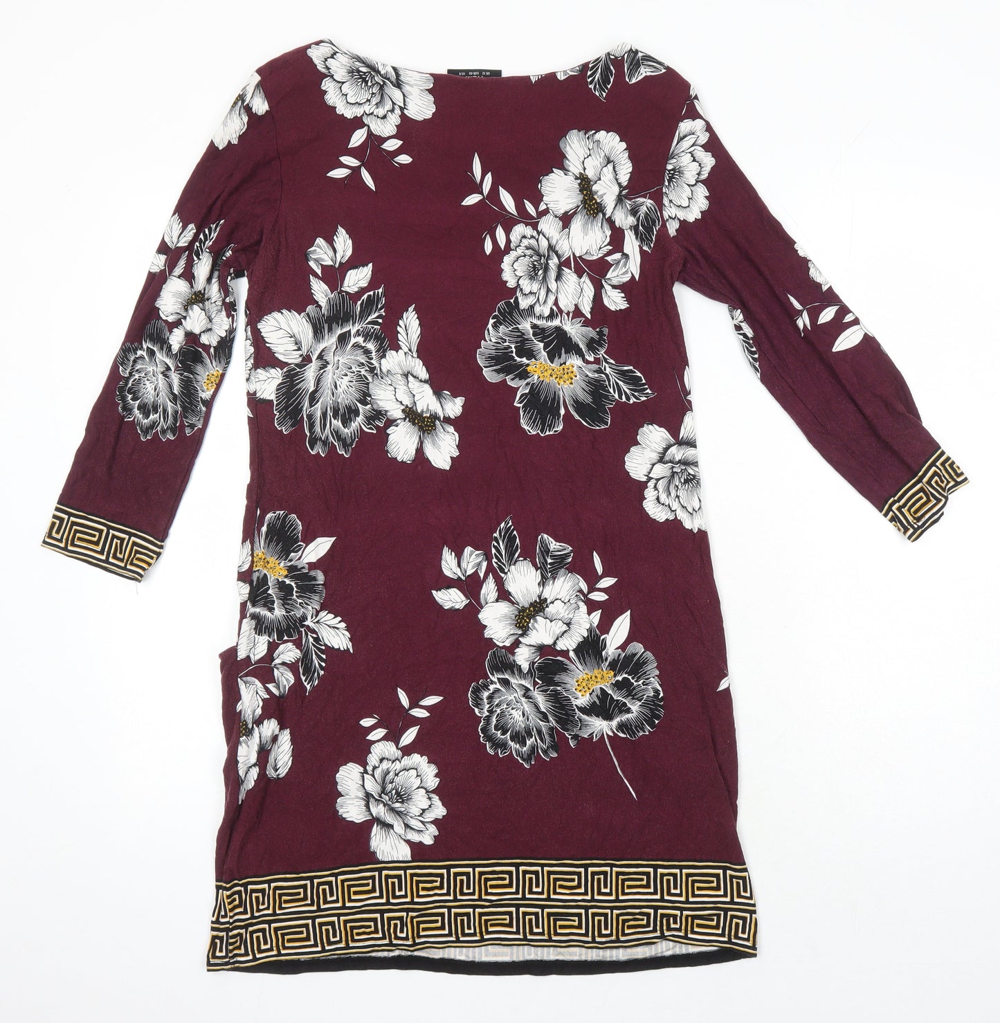 Wallis Womens Multicoloured Floral Viscose A-Line Size 12 Boat Neck