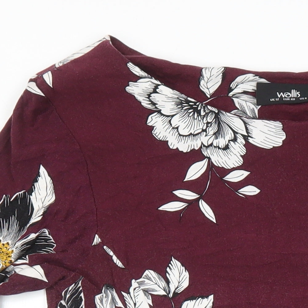Wallis Womens Multicoloured Floral Viscose A-Line Size 12 Boat Neck