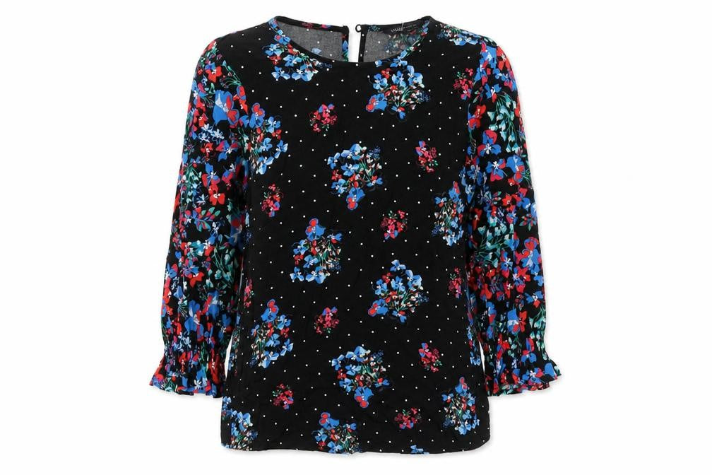 Marks & Spencer Womens Multicoloured Floral Viscose Tunic Blouse Size 6 Boat Neck