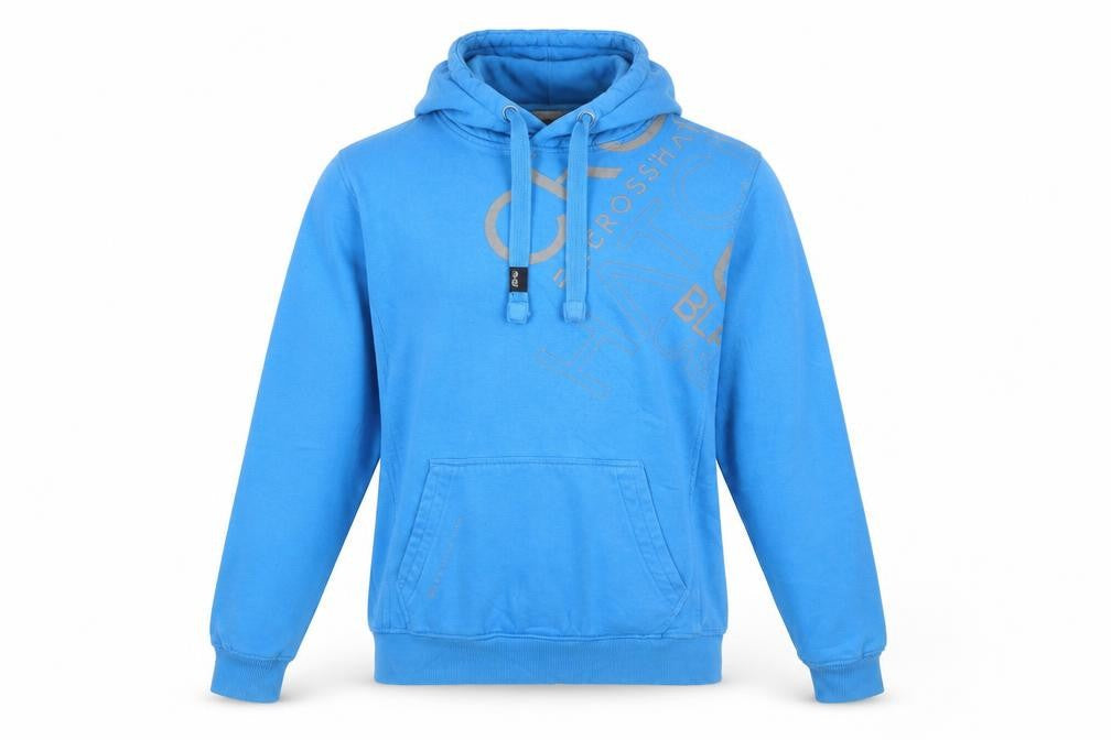 Womens UK S Regular Crosshatch Blue Pullover Hoodie