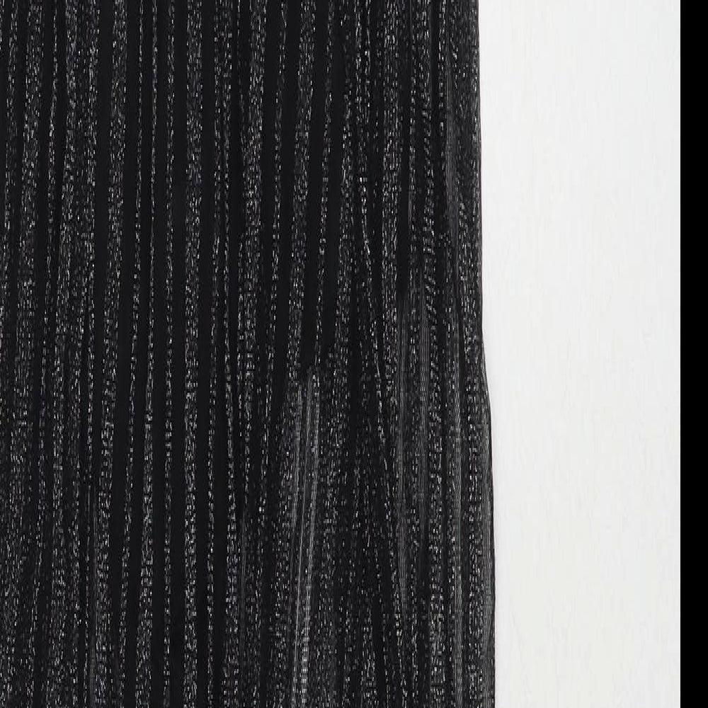 Pink Boutique Womens Black Striped Polyester Maxi Size 10 V-Neck Zip