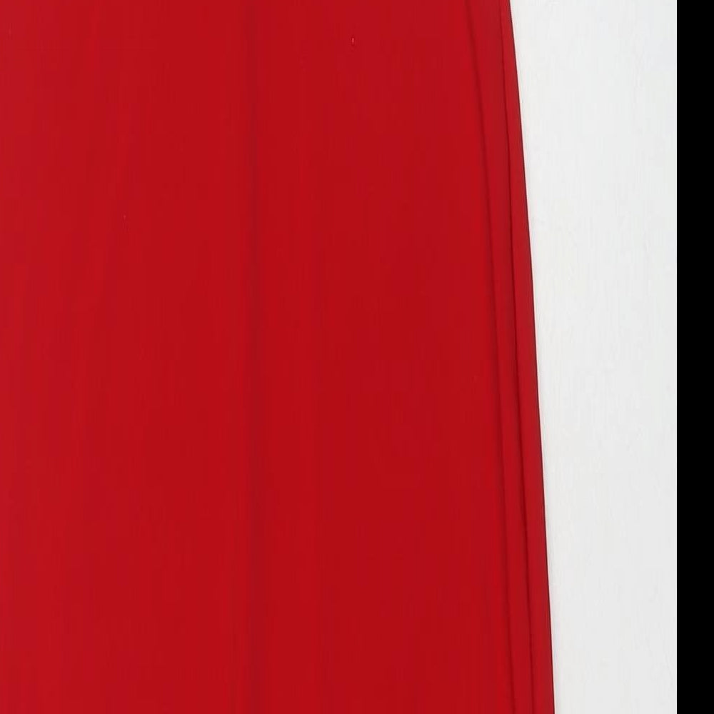 New Look Womens Red Polyester A-Line Size 6 Square Neck Pullover