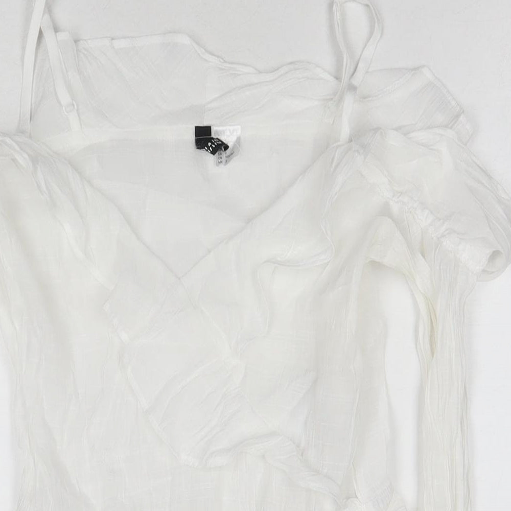 H&M Womens White Viscose Basic Blouse Size 4 Off the Shoulder