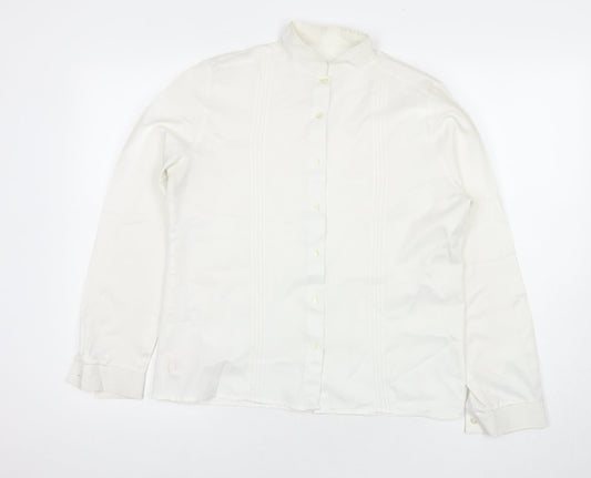 St Michael Womens White Polyester Basic Button-Up Size 14 Collared