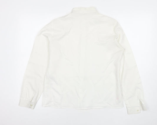 St Michael Womens White Polyester Basic Button-Up Size 14 Collared