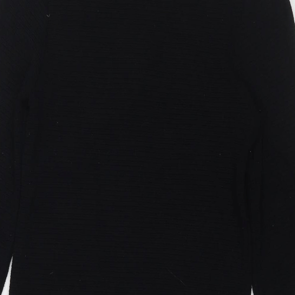 French Connection Womens Black Viscose A-Line Size 8 Round Neck Zip