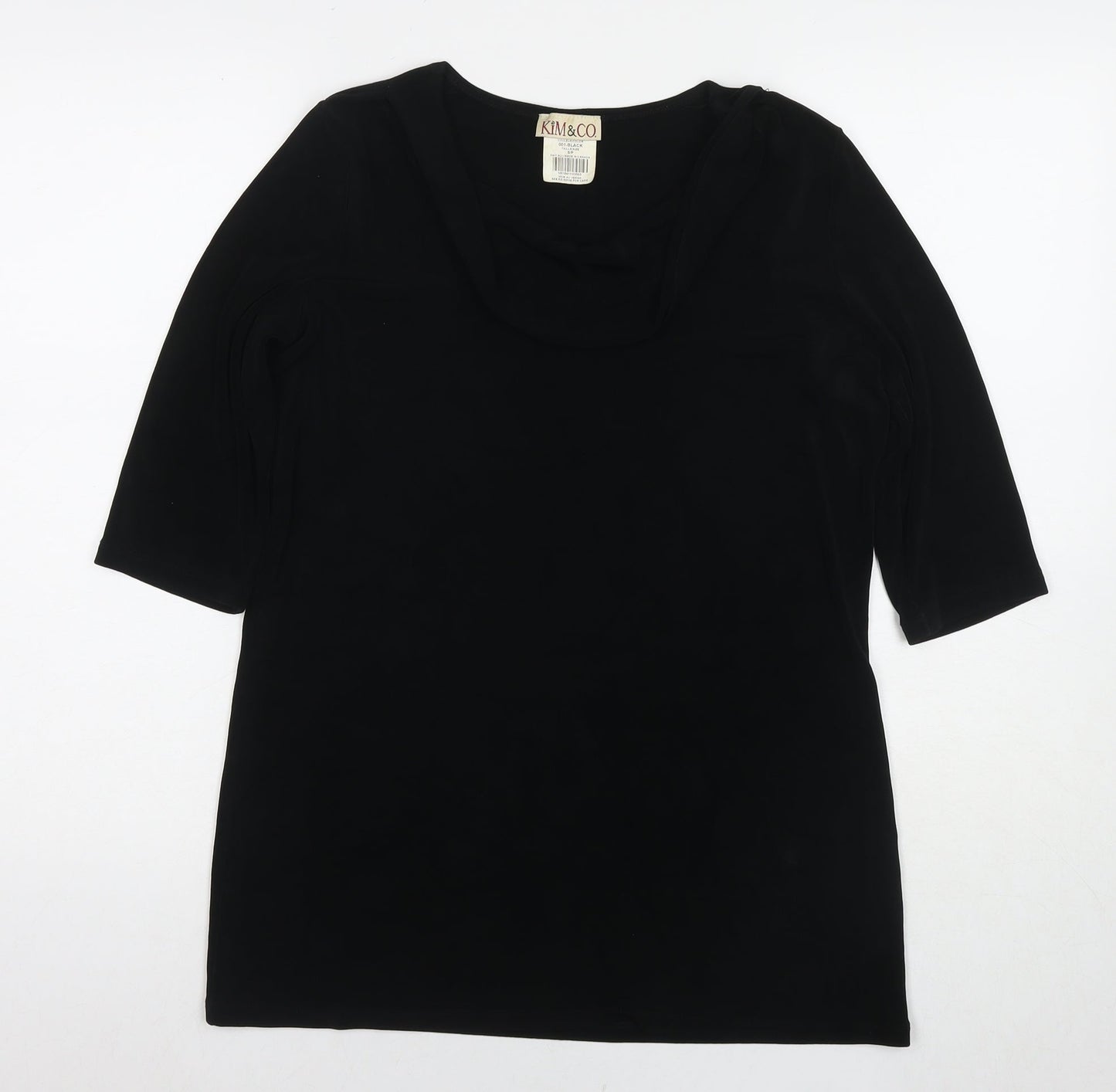 Kim&Co Womens Black Acetate Tunic T-Shirt Size S Cowl Neck