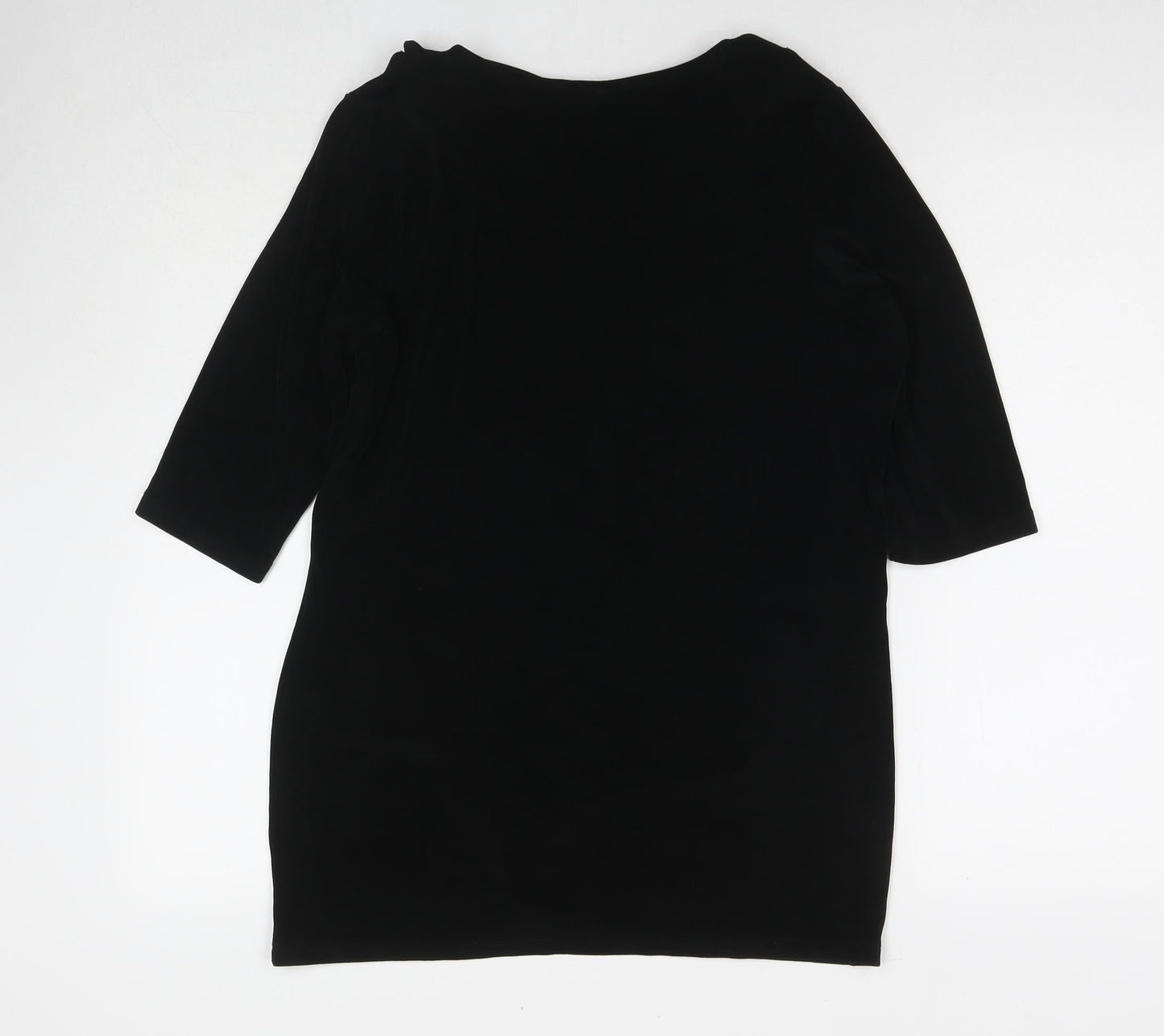 Kim&Co Womens Black Acetate Tunic T-Shirt Size S Cowl Neck
