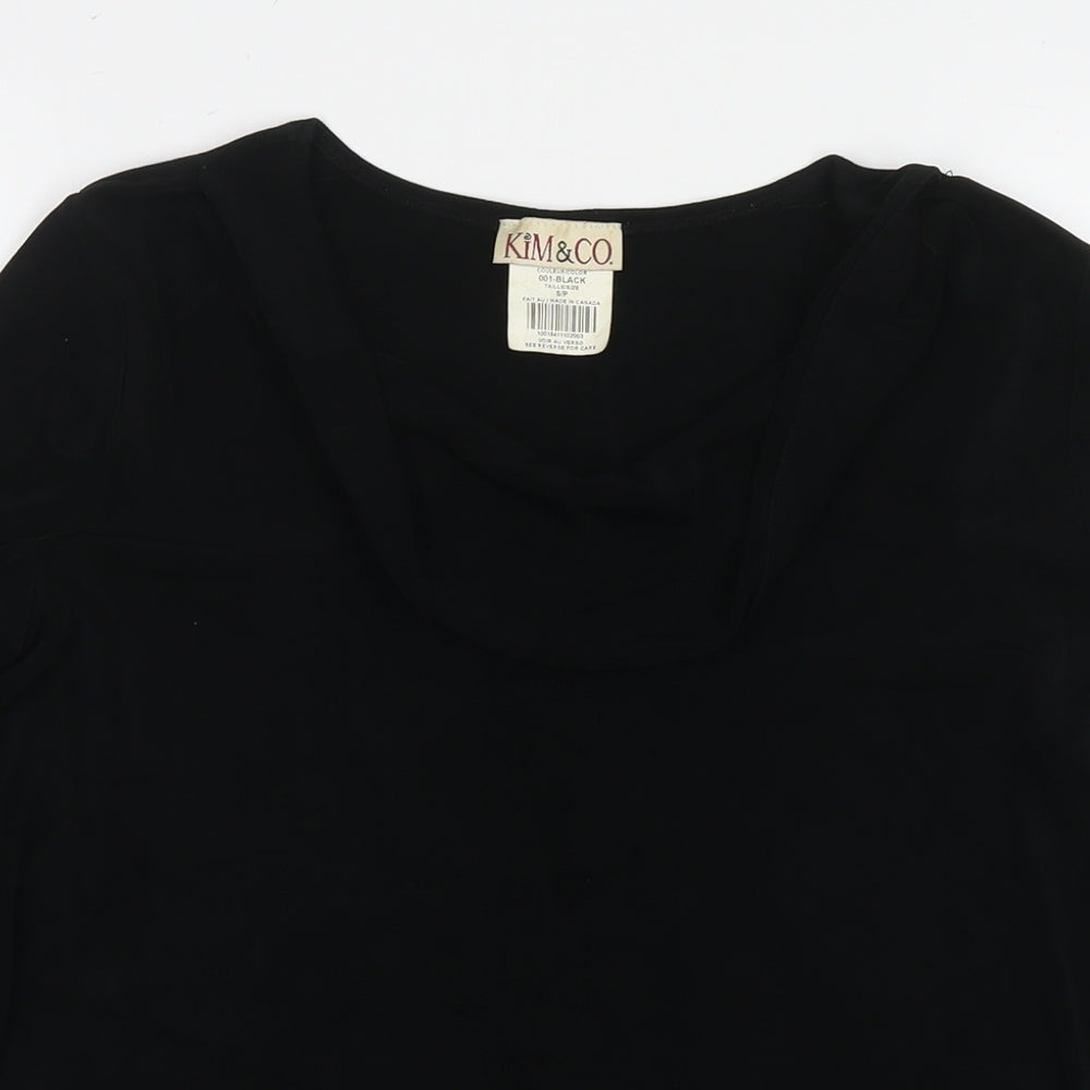 Kim&Co Womens Black Acetate Tunic T-Shirt Size S Cowl Neck