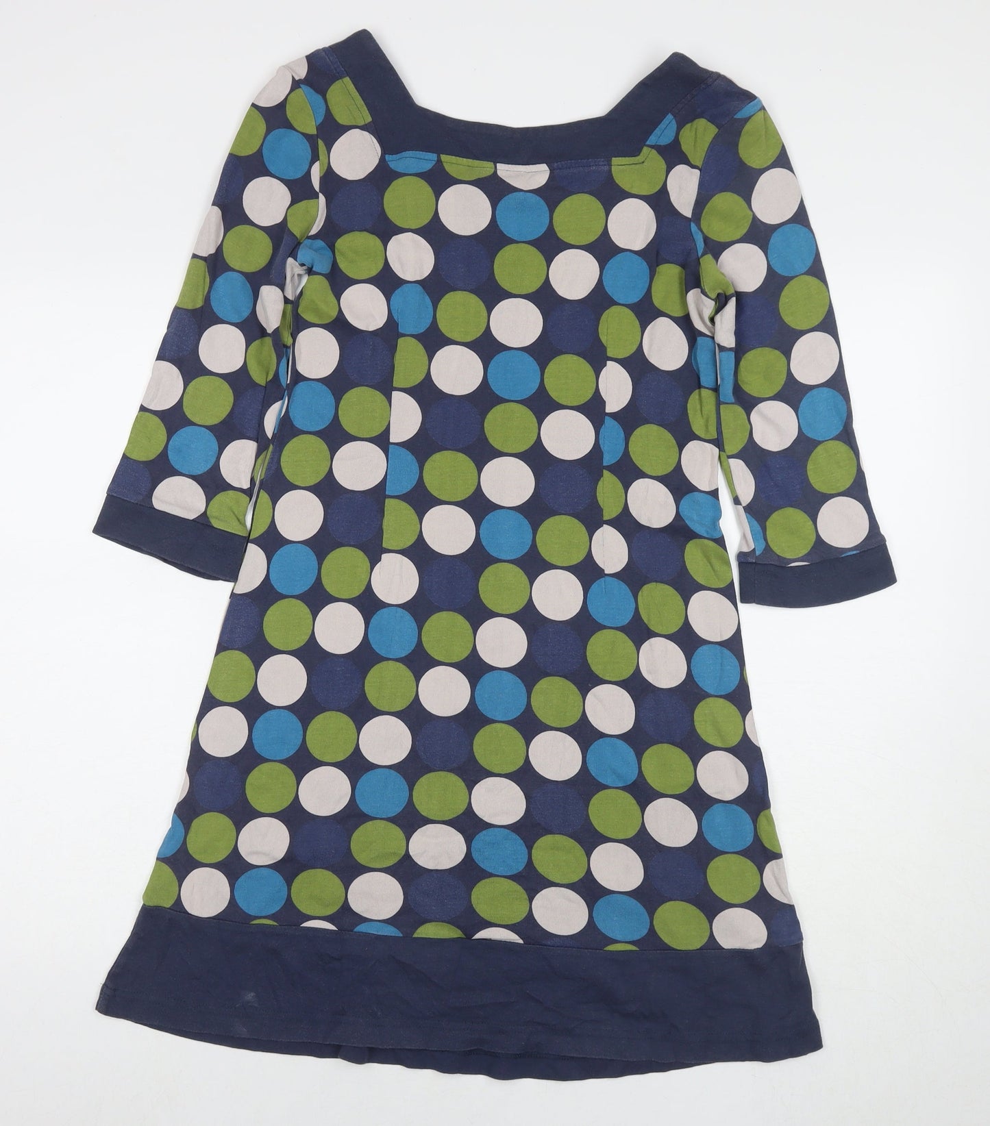 Adini Womens Multicoloured Polka Dot Cotton A-Line Size M Square Neck Pullover