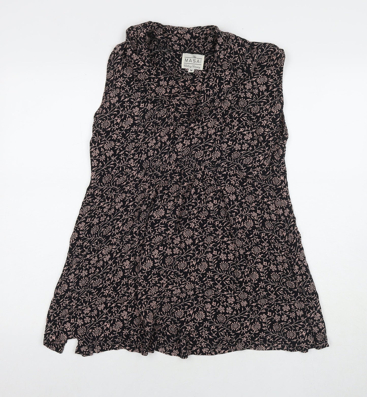 Masai Clothing Womens Beige Floral Polyester Tunic Tank Size M Round Neck