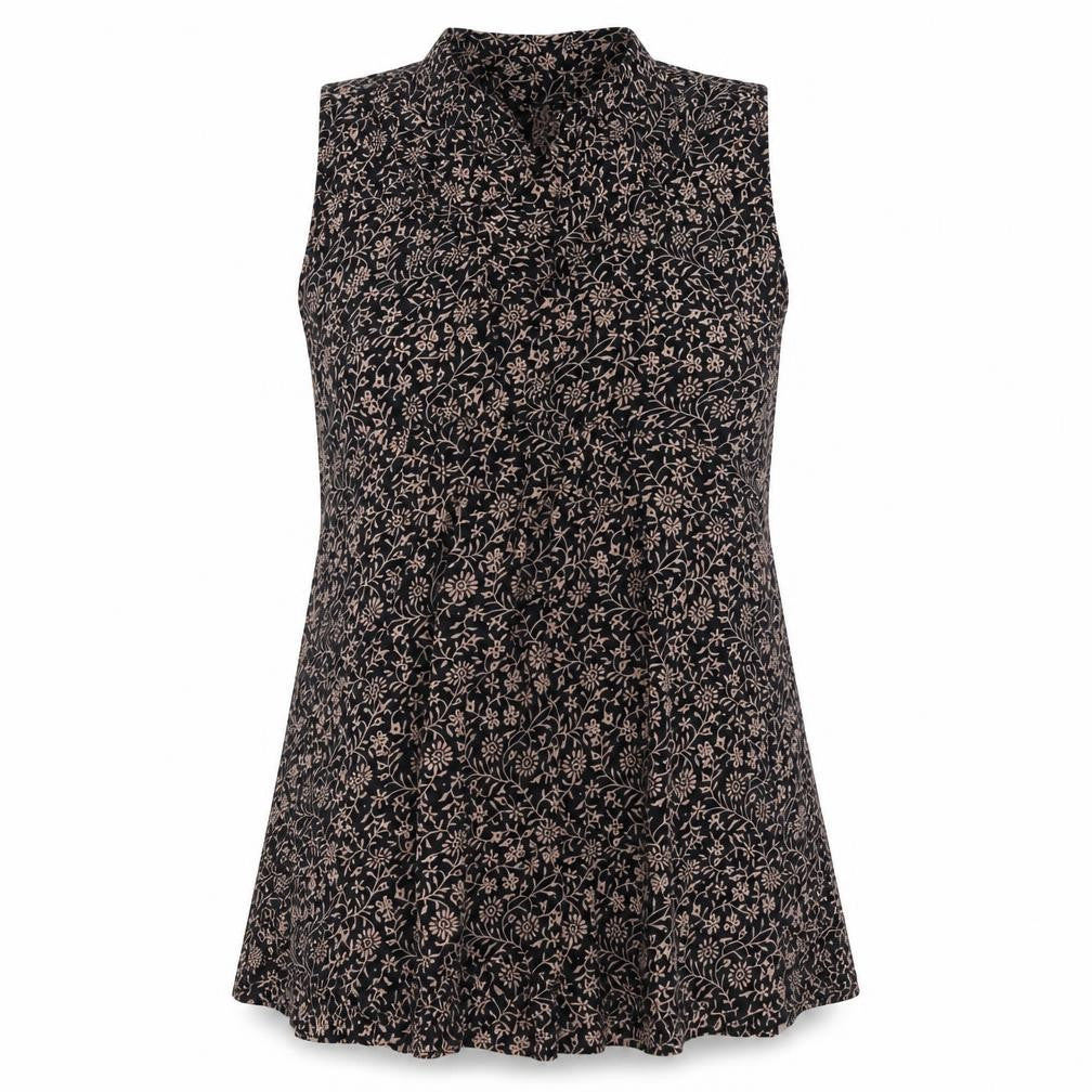 Masai Clothing Womens Beige Floral Polyester Tunic Tank Size M Round Neck