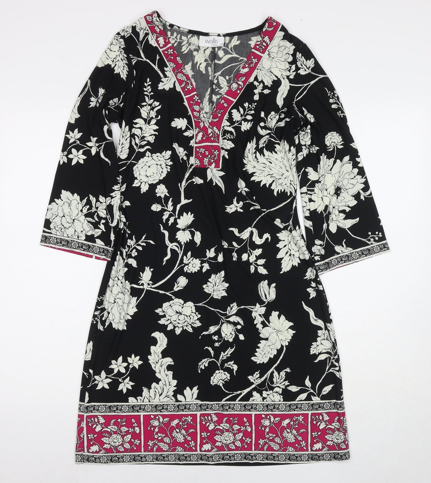 Wallis Womens Multicoloured Floral Polyester A-Line Size 10 V-Neck Pullover