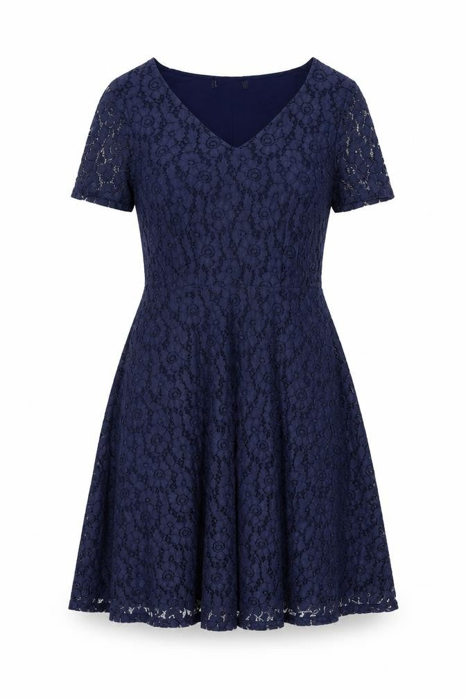 Marks and Spencer Womens Blue Polyamide A-Line Size 14 Round Neck Zip