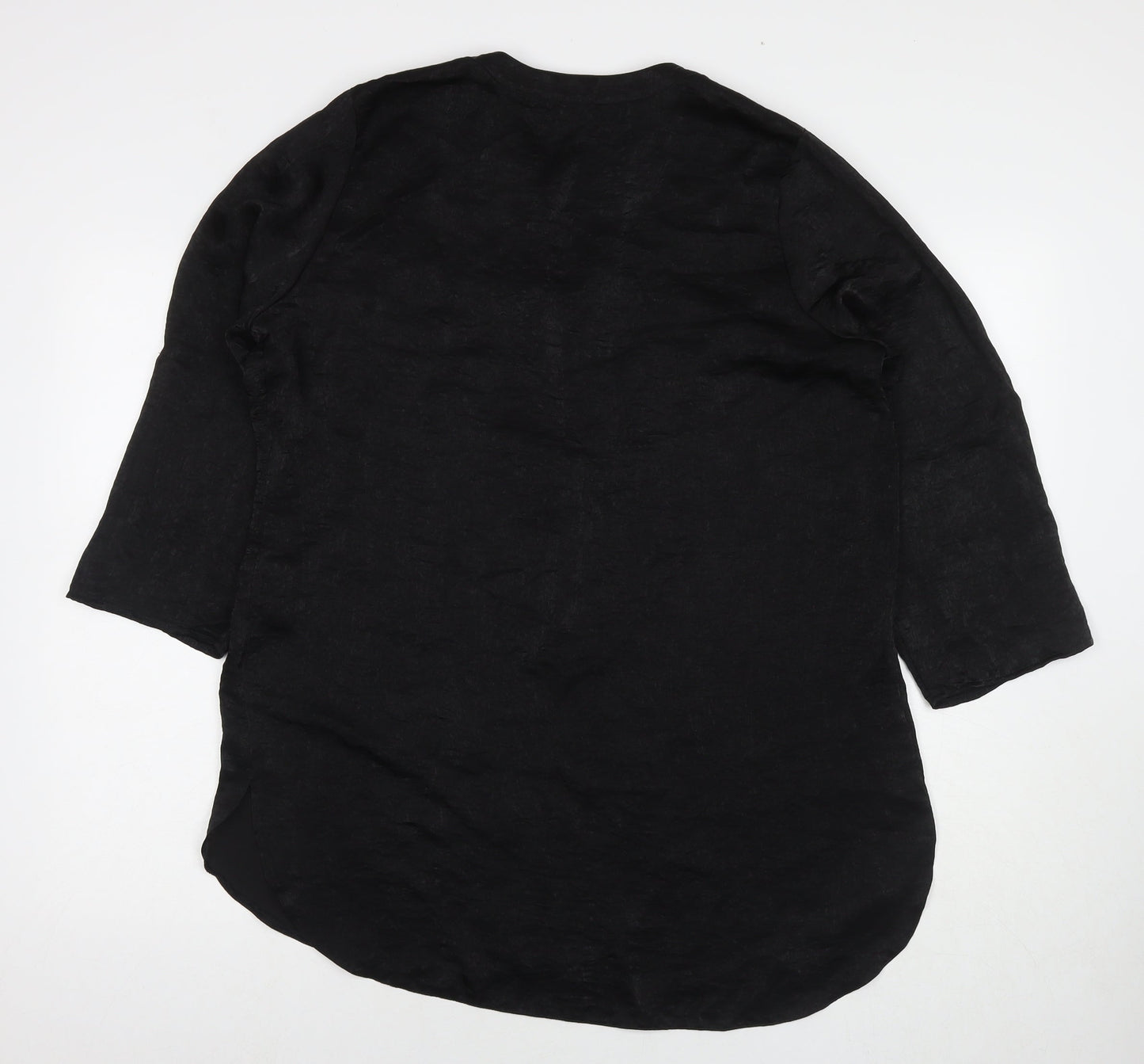 Roman Womens Black Polyester Tunic Blouse Size 16 V-Neck