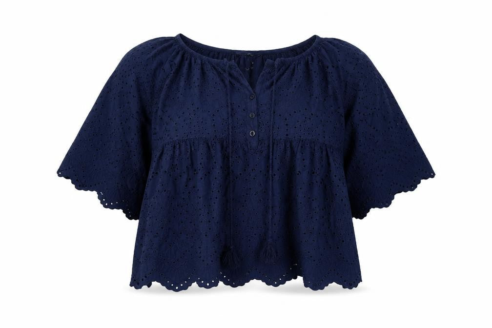 Womens UK Size 10 Linette & Tonka Blue Cotton Blouse