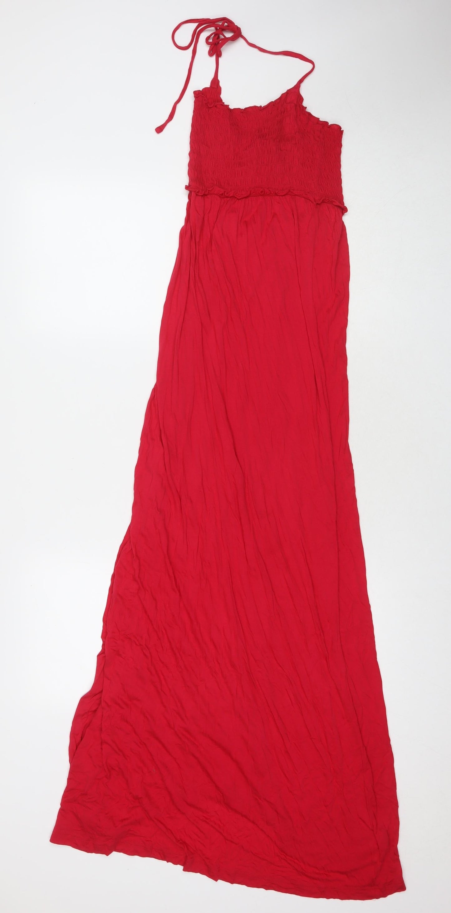 Marks and Spencer Womens Red Viscose Maxi Size M Square Neck Pullover