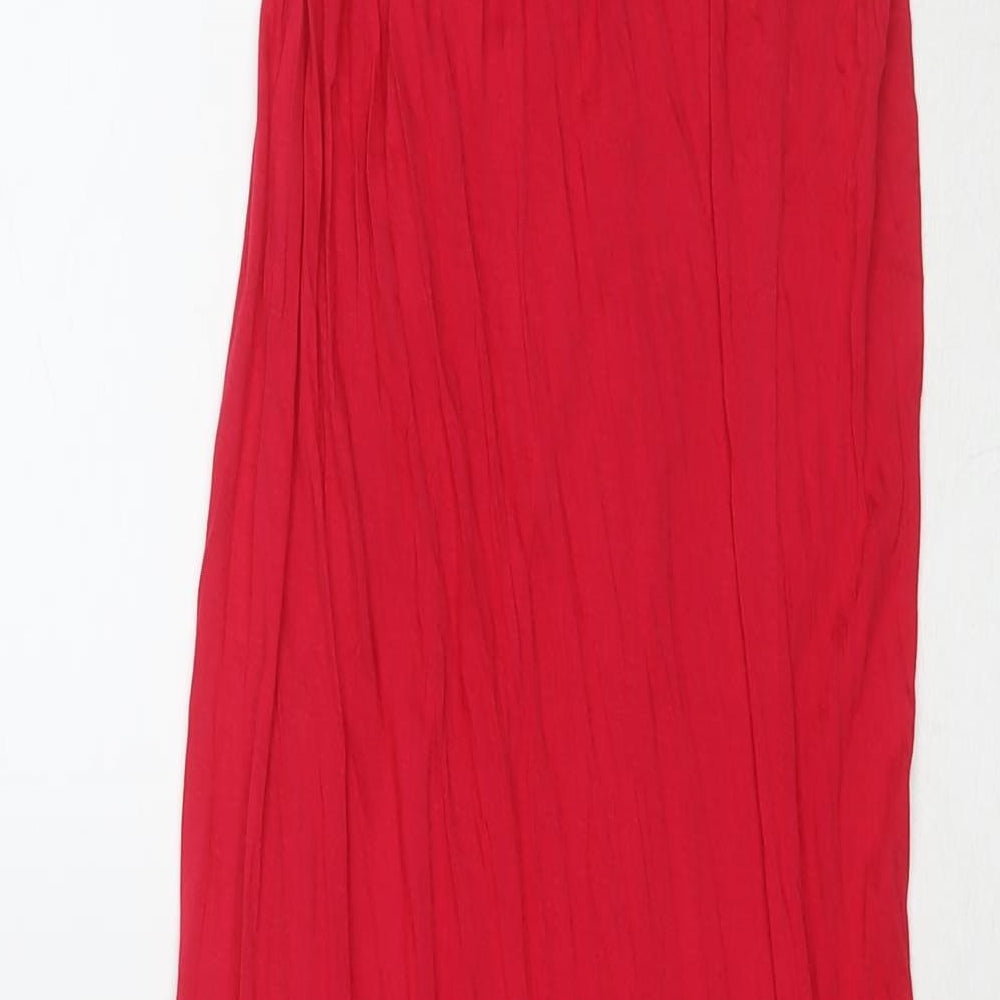 Marks and Spencer Womens Red Viscose Maxi Size M Square Neck Pullover