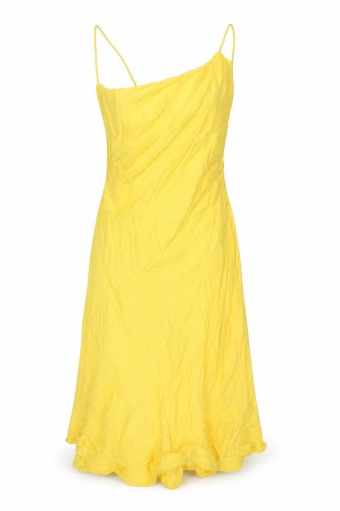 Zara Womens Yellow Viscose Slip Dress Size 4 Cowl Neck Pullover