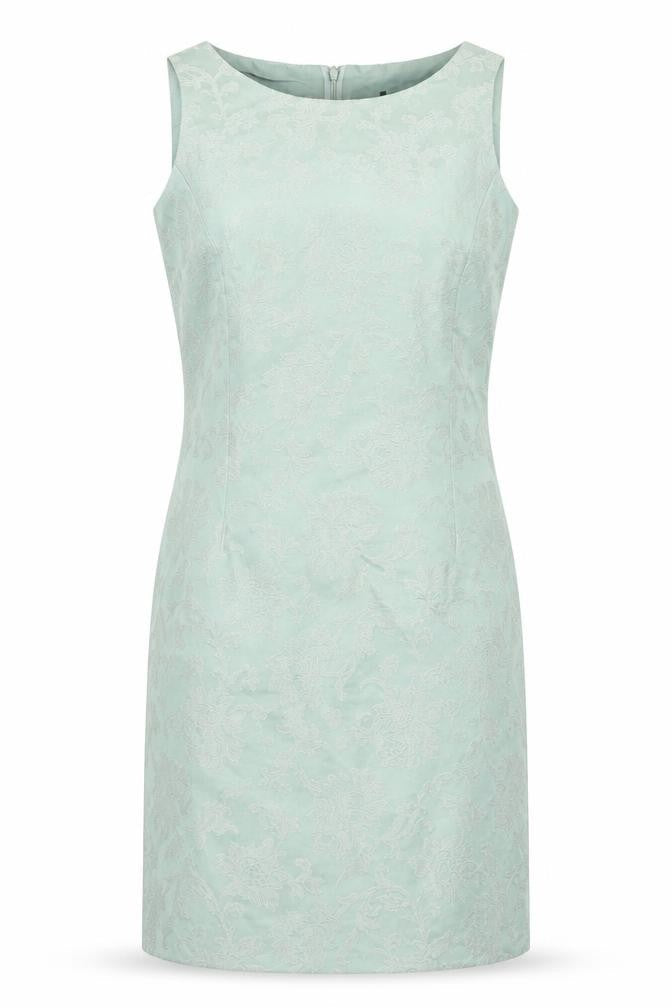 Made in Womens Green Floral Viscose A-Line Size 12 Round Neck Zip