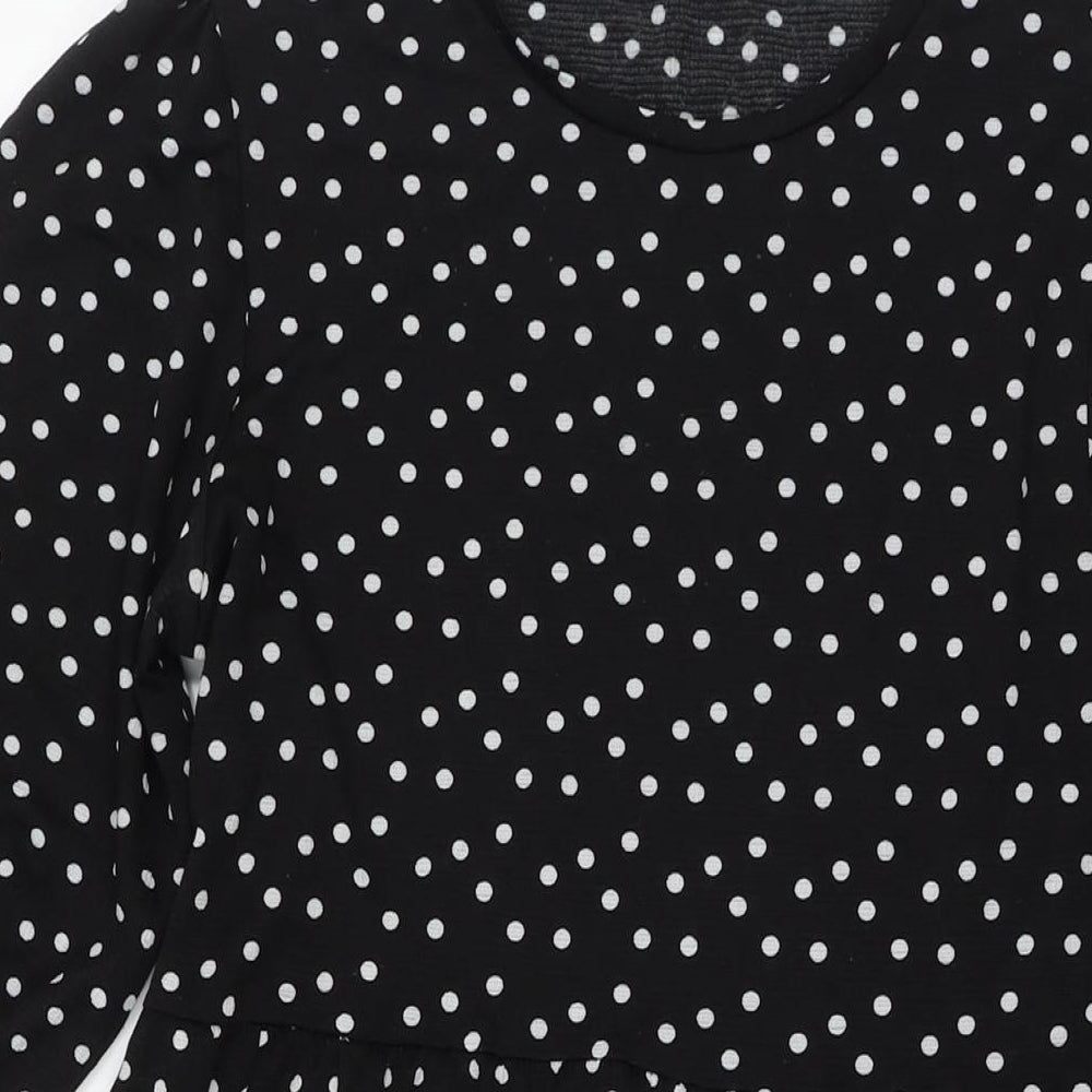 Zara Womens Black Polka Dot Polyester Maxi Size S Round Neck Pullover