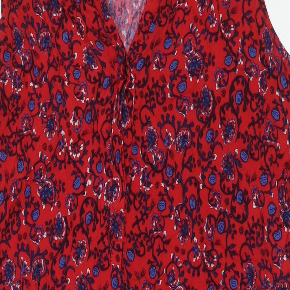 Gap Womens Red Floral Viscose Tunic Blouse Size XL V-Neck