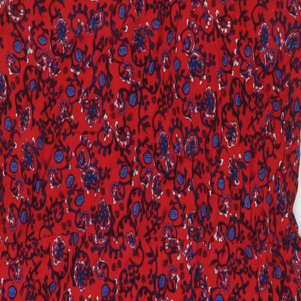 Gap Womens Red Floral Viscose Tunic Blouse Size XL V-Neck