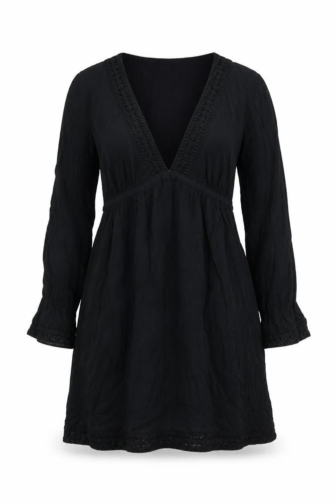 Next Womens Black Cotton A-Line Size 10 Round Neck Pullover