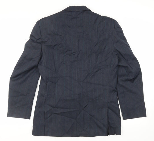 SCOTT Mens Blue Striped Polyester Jacket Suit Jacket Size 40 Regular