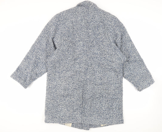 Mango Womens Blue Overcoat Coat Size S Button