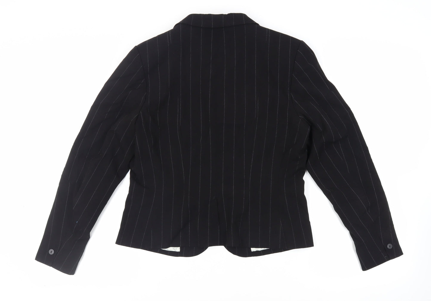H&M Womens Black Striped Jacket Blazer Size 16 Button