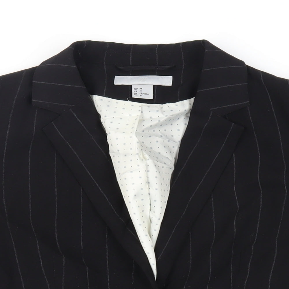 H&M Womens Black Striped Jacket Blazer Size 16 Button