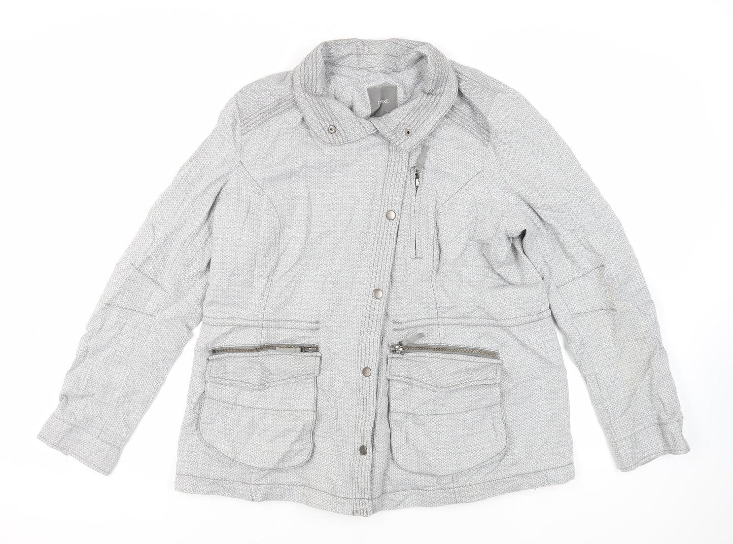 NEXT Womens Grey Geometric Jacket Size 18 Zip