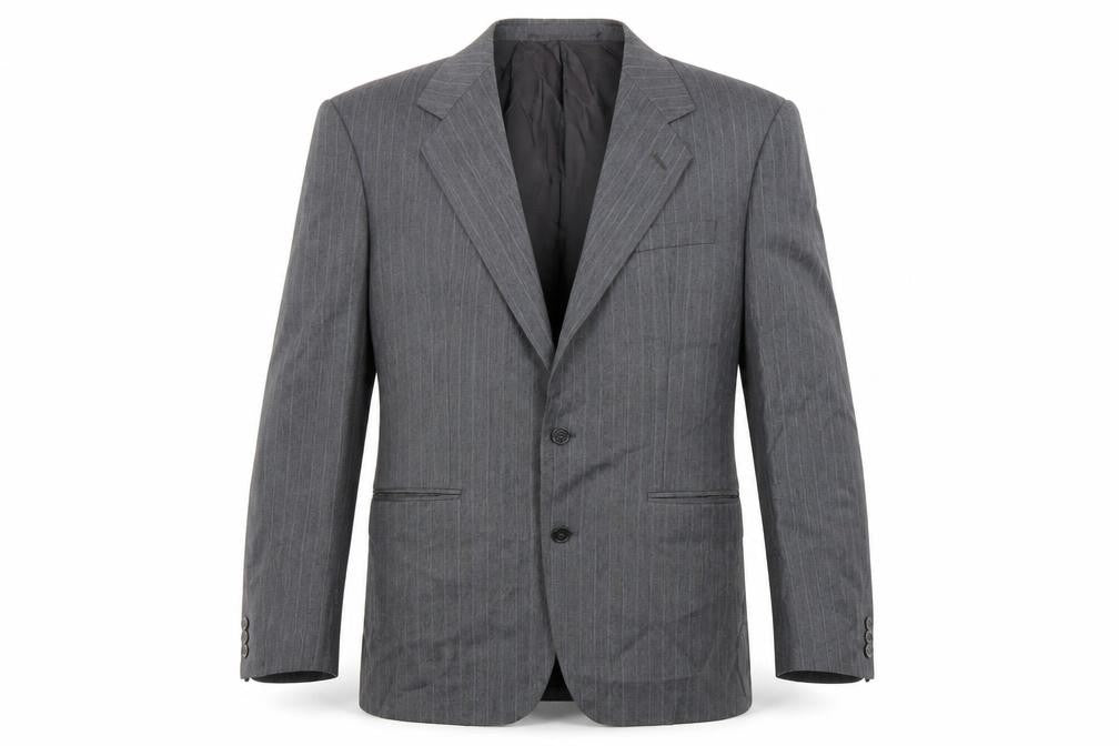 Marks and Spencer Mens Grey Striped Polyester Jacket Suit Jacket Size 42 Regular