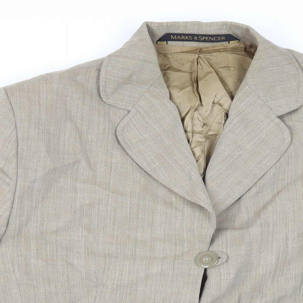 St Michael Womens Green Jacket Blazer Size 14 Button - Vintage