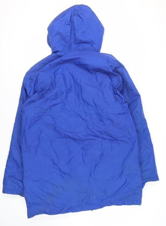 Bradsport Mens Blue Windbreaker Jacket Size L Zip - Hooded Water Resistant Vintage