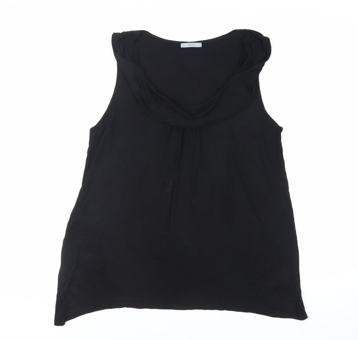 Marks and Spencer Womens Black Viscose Basic Tank Size 18 Scoop Neck