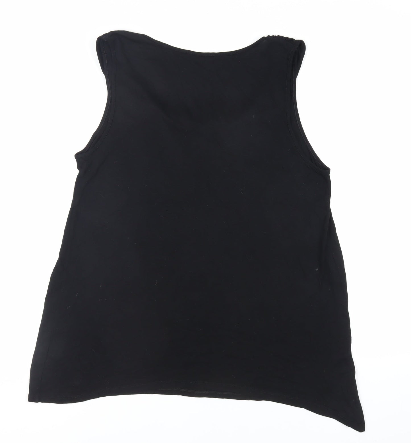 Marks and Spencer Womens Black Viscose Basic Tank Size 18 Scoop Neck