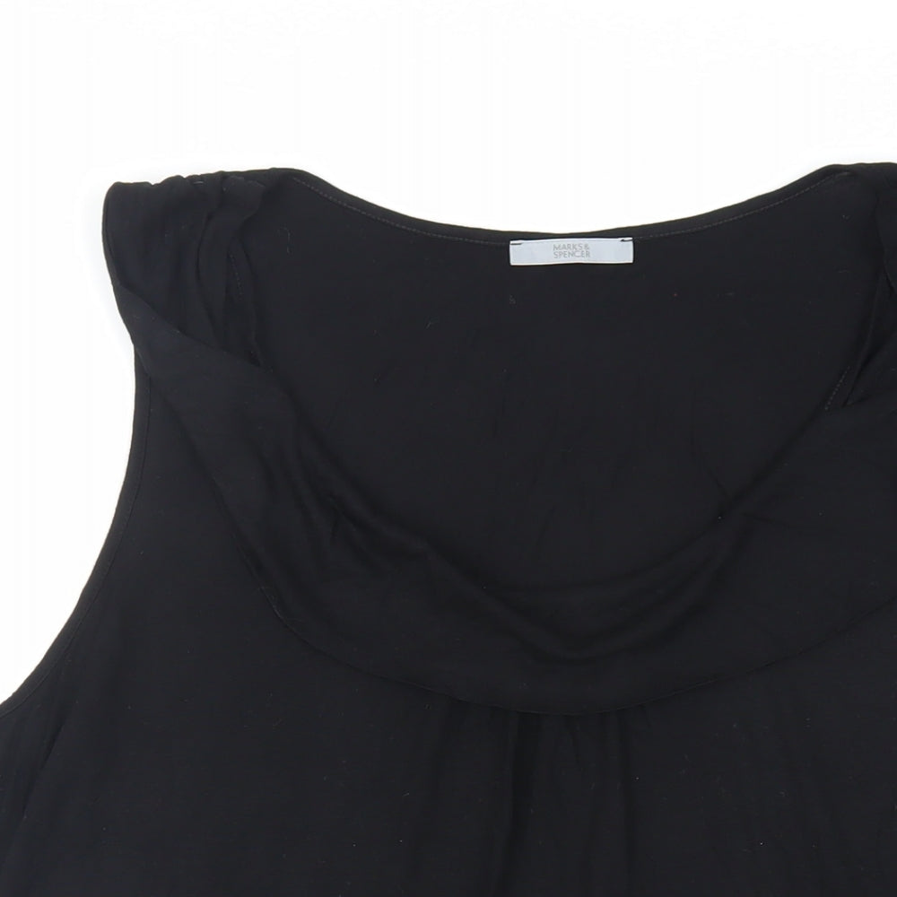 Marks and Spencer Womens Black Viscose Basic Tank Size 18 Scoop Neck