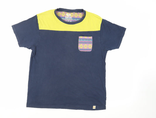 Bellfield Mens Blue Cotton T-Shirt Size XL Crew Neck