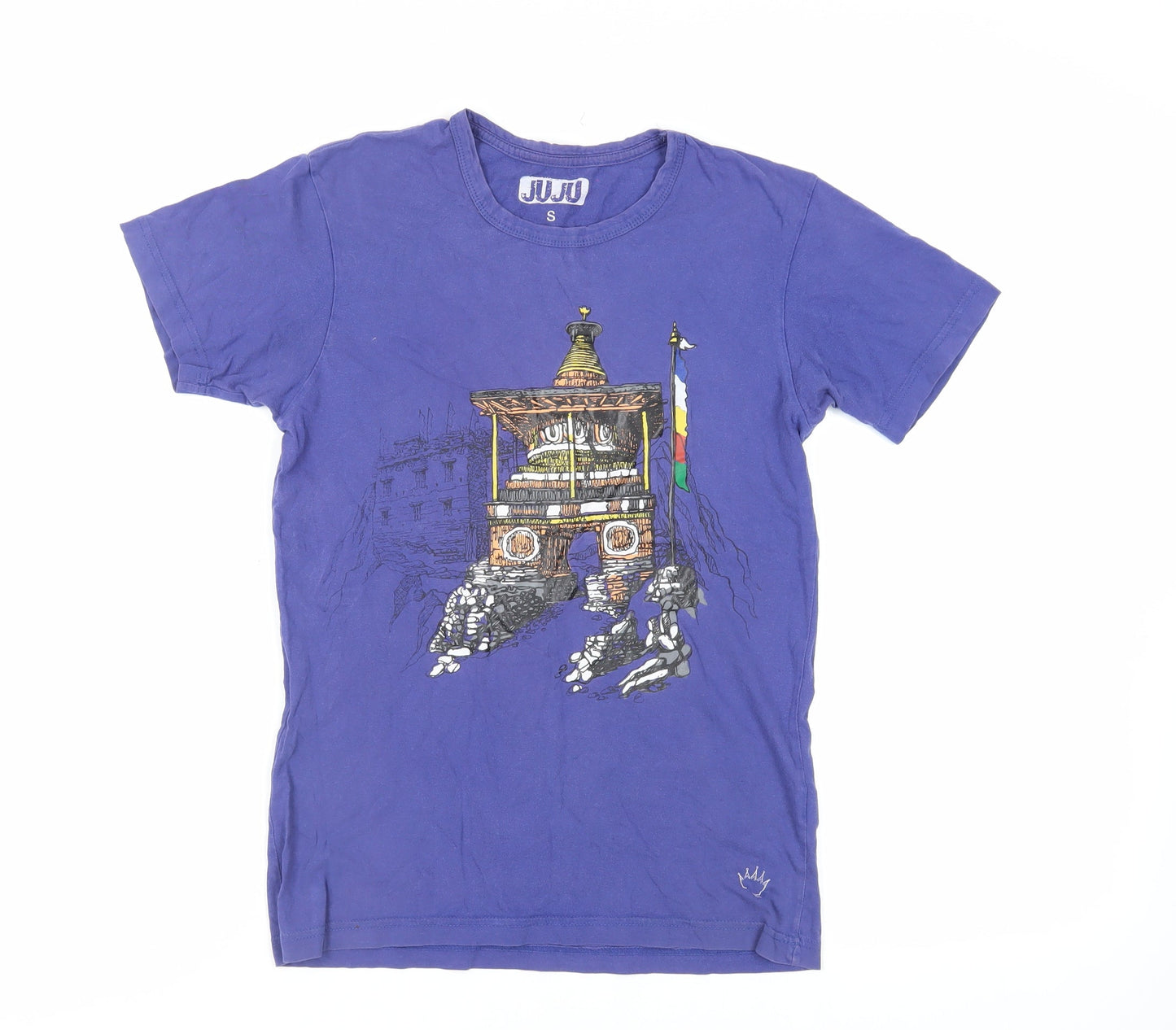 Juju Womens Blue Cotton Basic T-Shirt Size S Crew Neck
