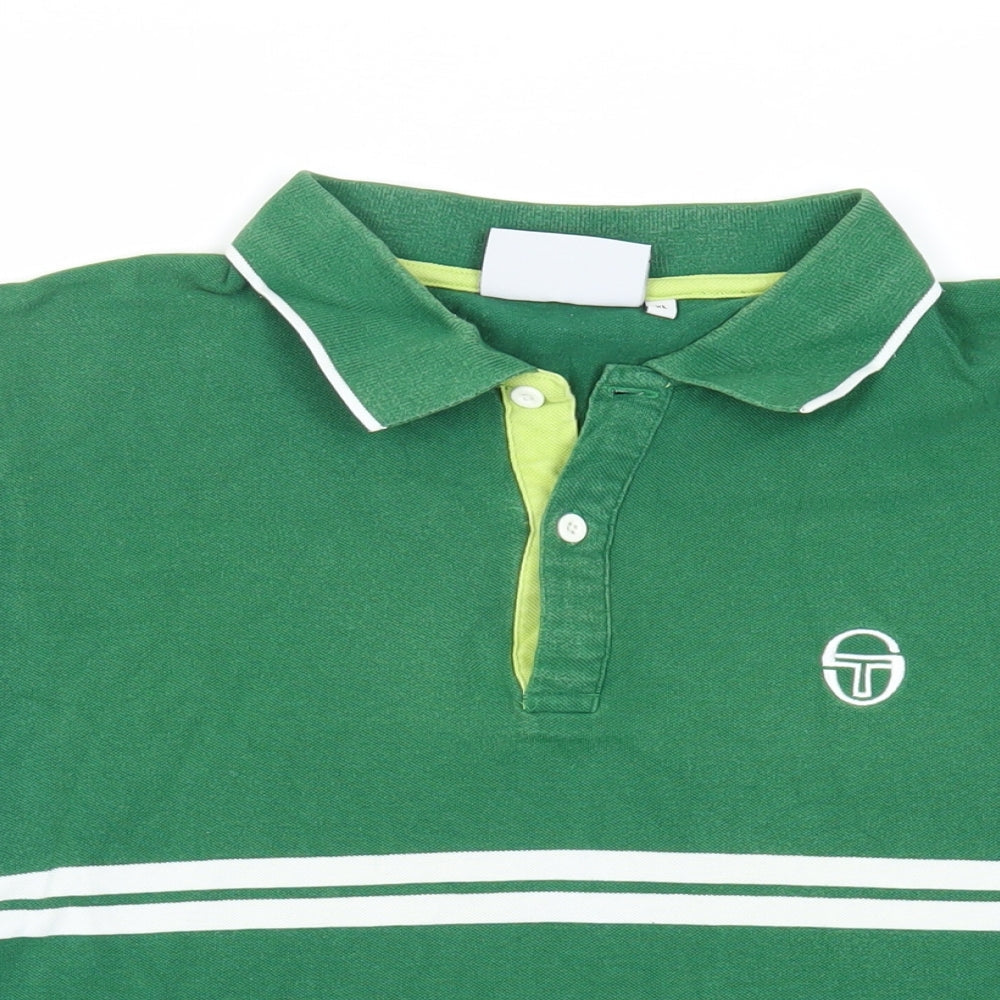 Sergio Tacchini Womens Green Cotton Basic Polo Size XL Collared - Logo