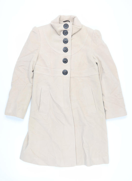 NEXT Womens Beige Pea Coat Coat Size 10 Button