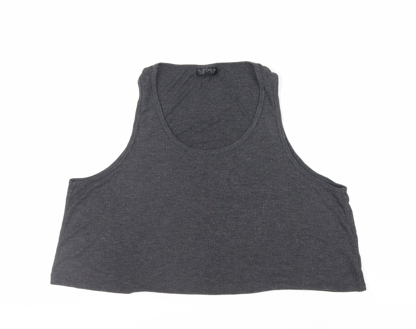 Topshop Womens Grey Viscose Cropped Tank Size 16 Scoop Neck