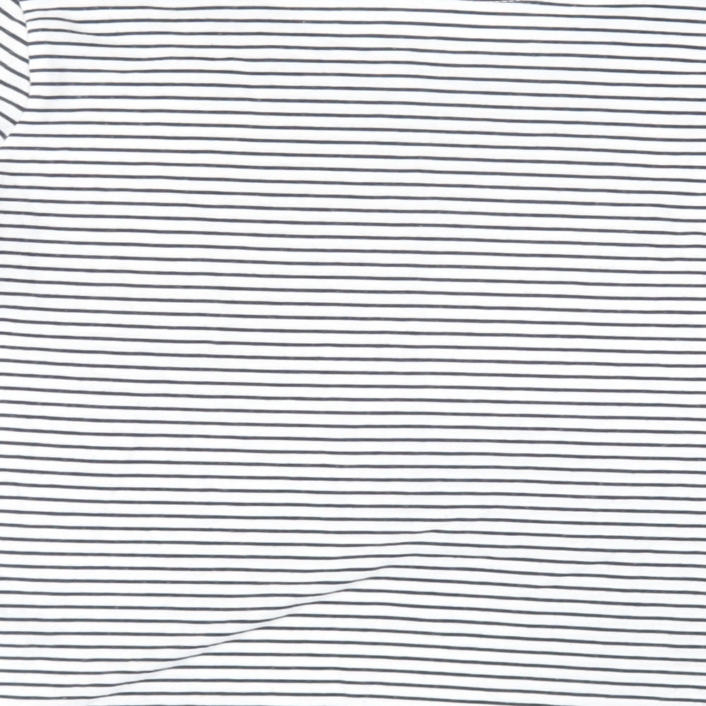 Hollister Womens White Striped Cotton Basic T-Shirt Size S Crew Neck
