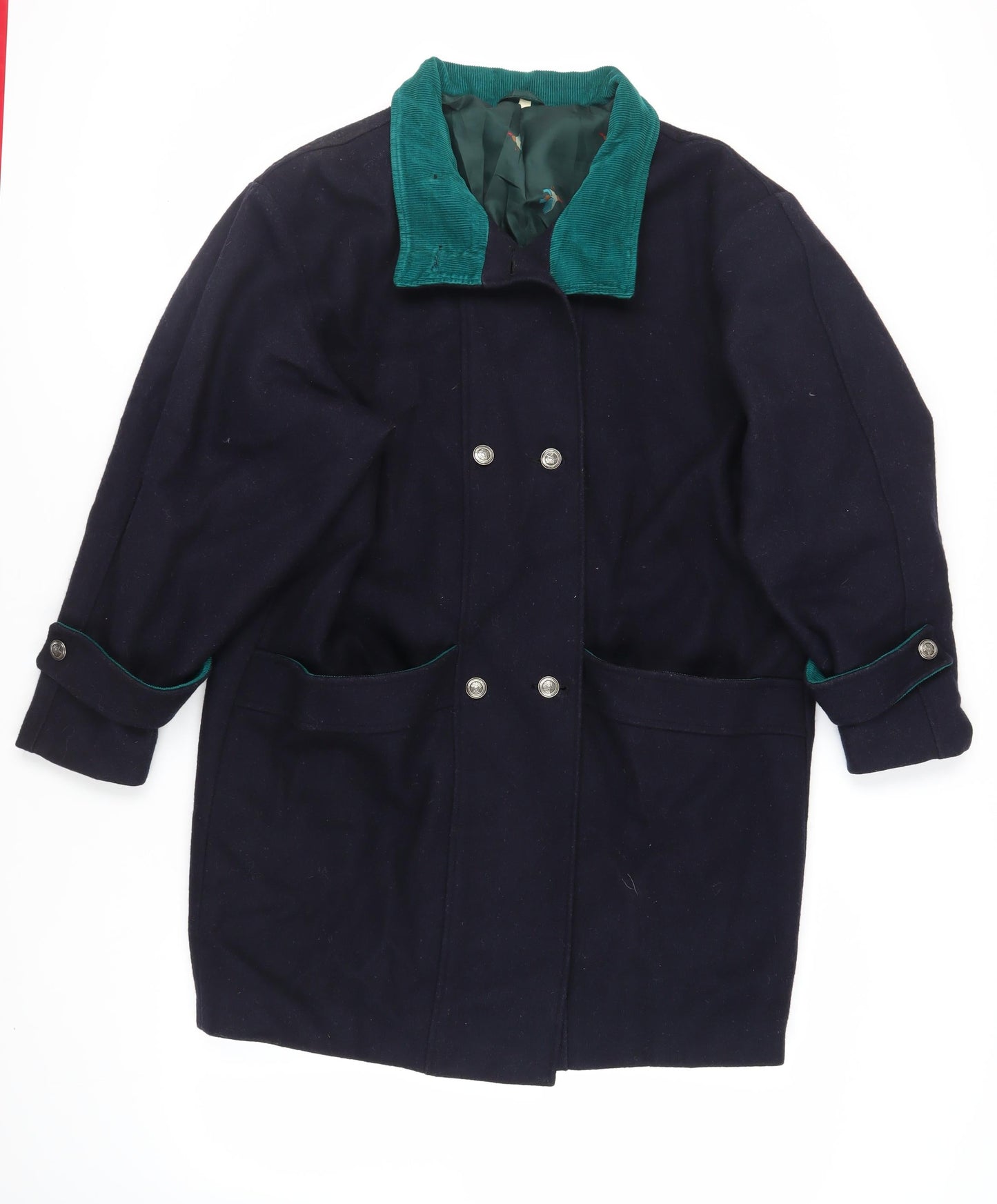 Miss Smith Womens Blue Overcoat Coat Size 14 Button - Vintage
