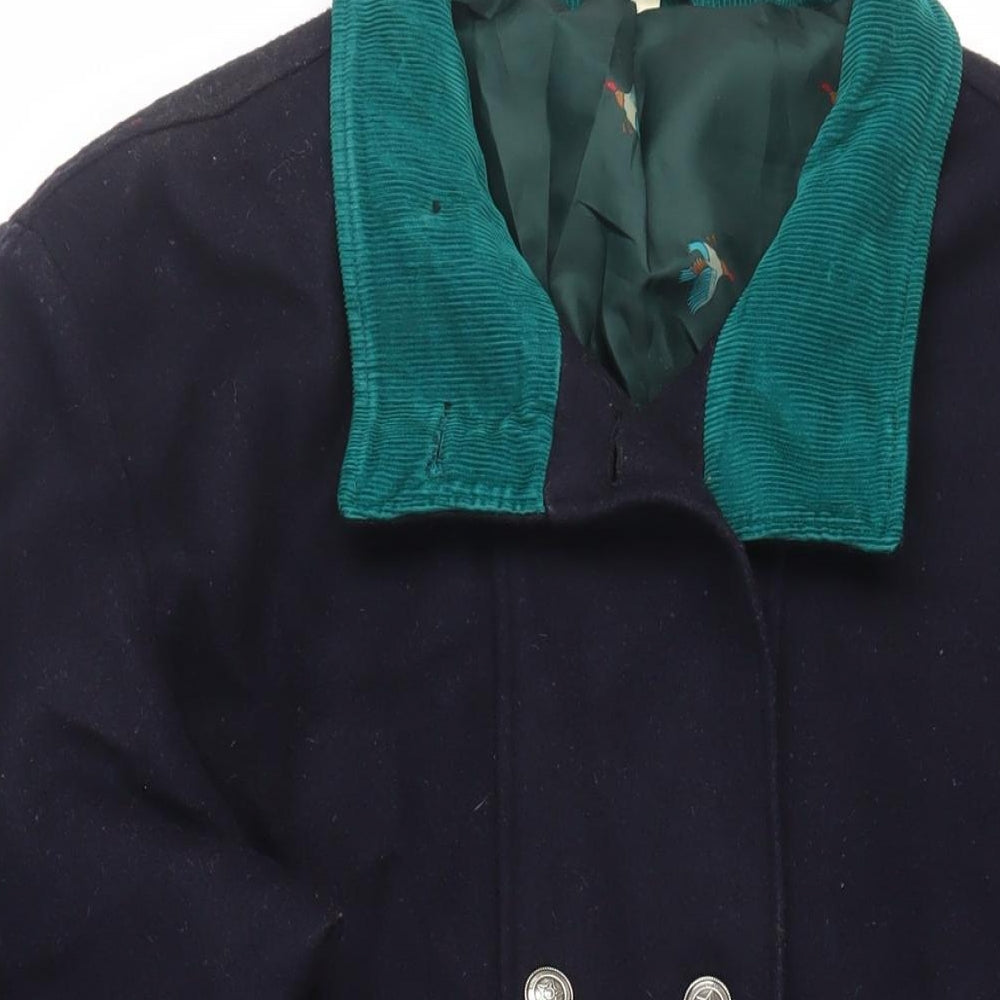 Miss Smith Womens Blue Overcoat Coat Size 14 Button - Vintage