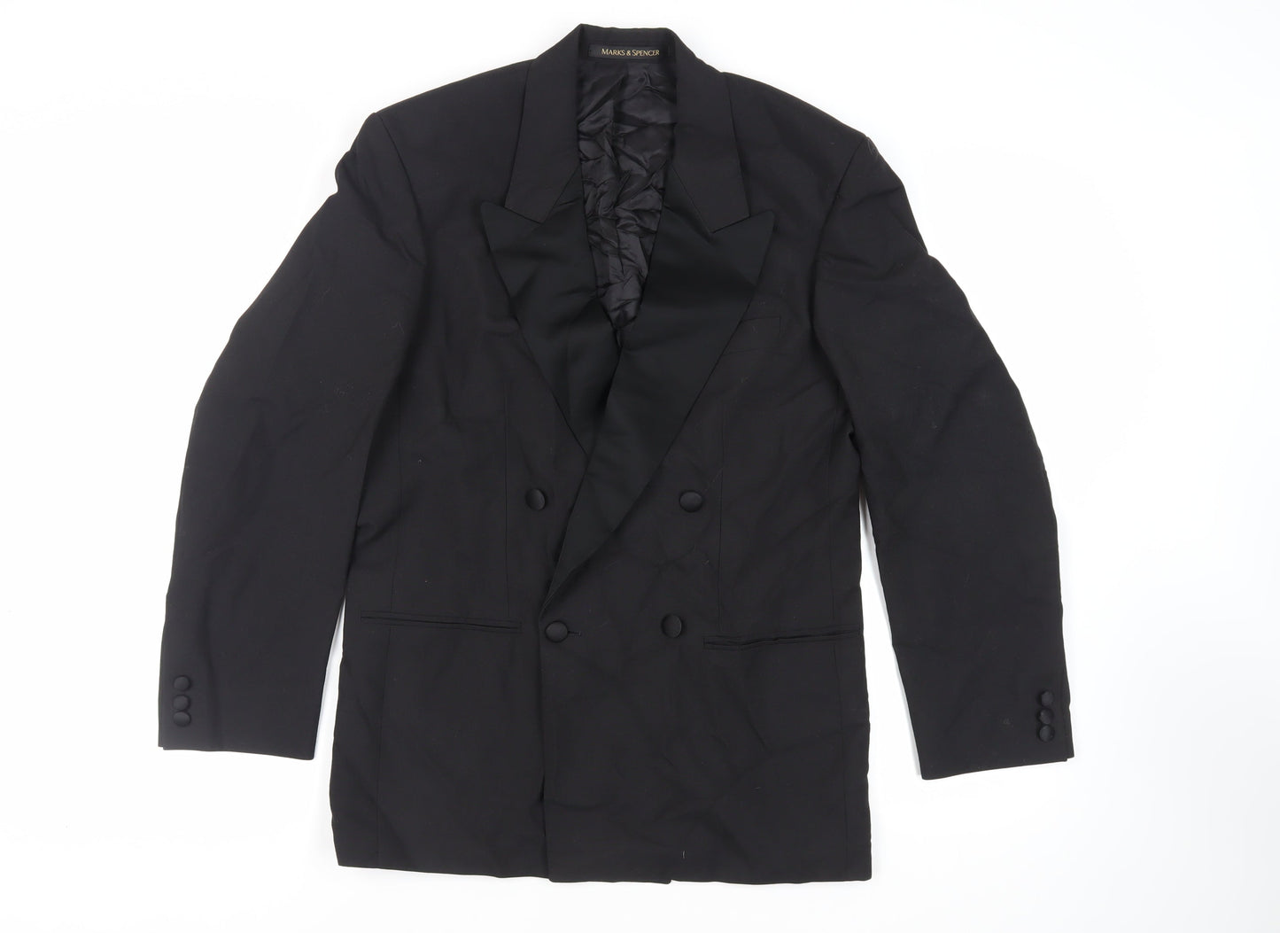 Marks and Spencer Mens Black Polyester Tuxedo Suit Jacket Size 36 Regular